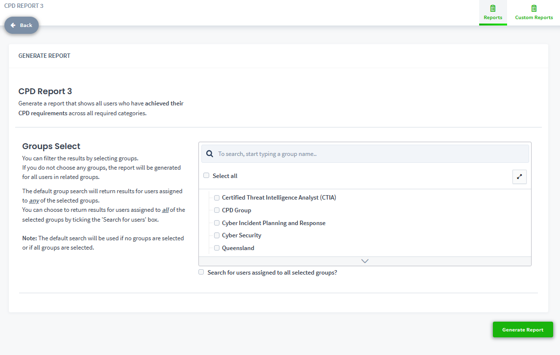 CPD Reports – PowerHouse Hub